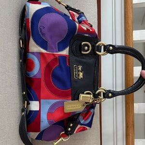 Coach Red and Purple Patchwork Shoulder Bag